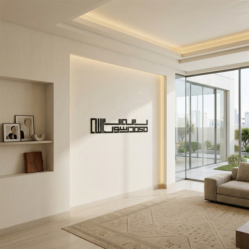 Shahada - Horizontal Square Kufic Metal Wall Art
