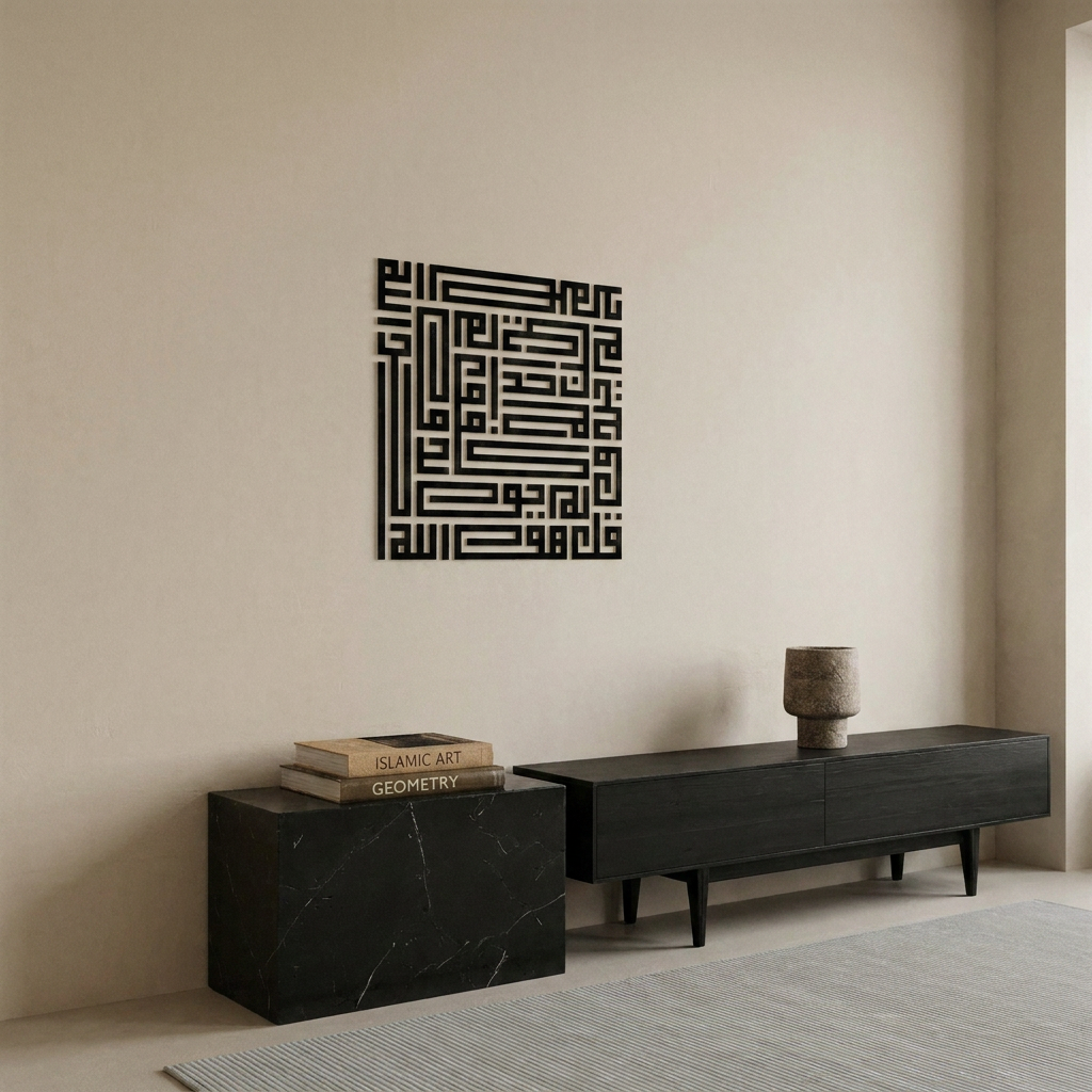 Surah Al-Ikhlas - Square Kufic Metal Wall Art