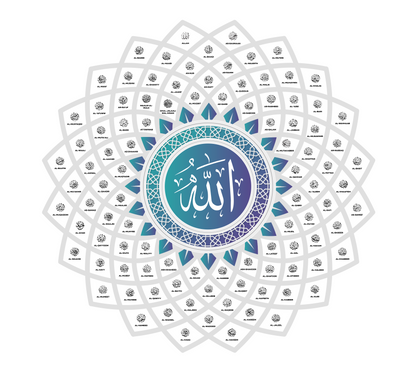 99 Names of Allah – Flower Metal Wall Art